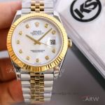 KS Factory Rolex Datejust 41 Yellow Gold Fluted Bezel White Dial 2836 Automatic Watch